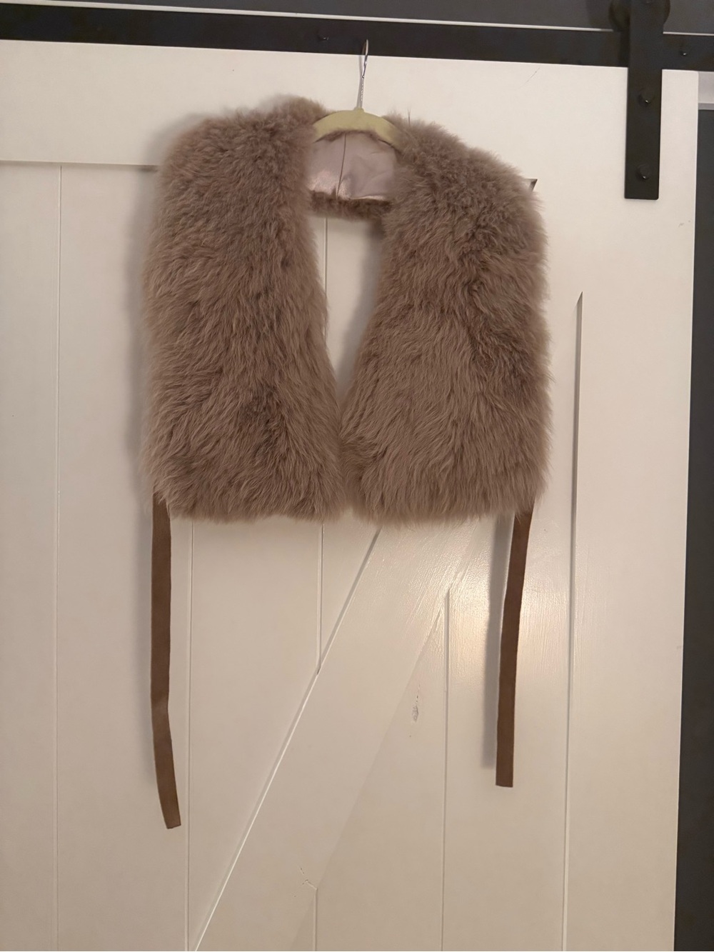 Juana Burga x AYNI 100% Alpaca Fur Vest Stole Suede Tie Peru RARE